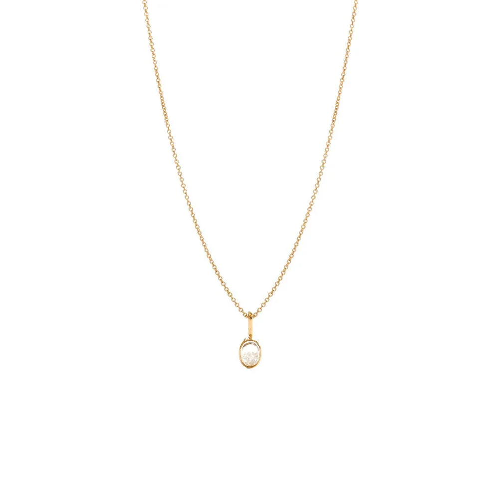 18 Karat Yellow Gold Oval Mini Shaker Pendant with Diamonds