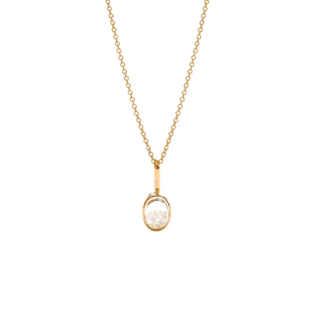18 Karat Yellow Gold Oval Mini Shaker Pendant with Diamonds