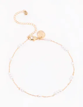 Gold Dainty Pearl Anklet