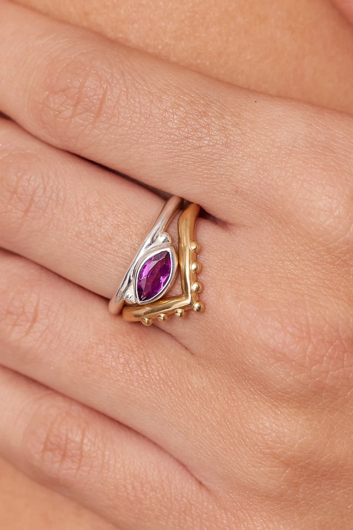 Nyra Marquise Rhodolite Silver Stacker