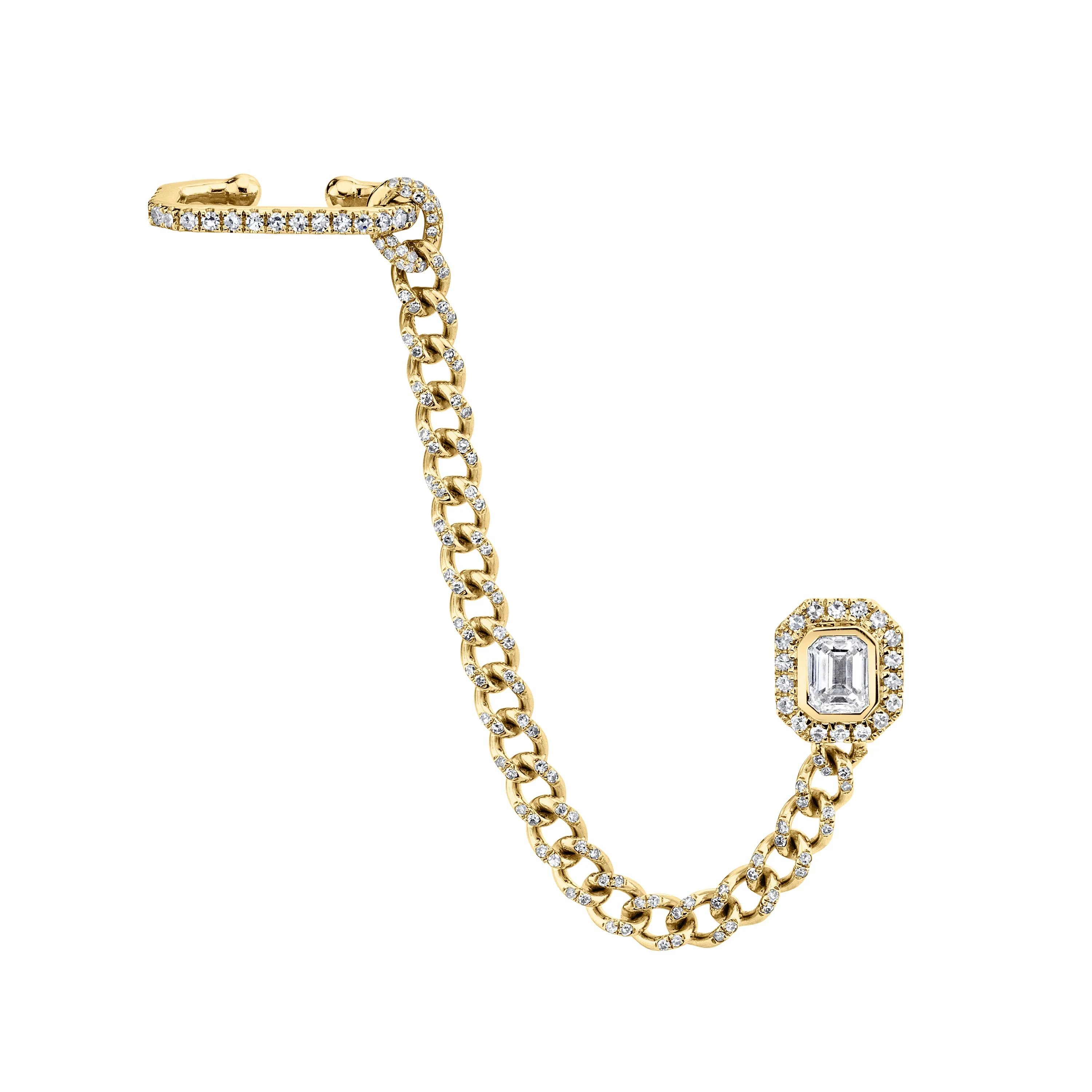 READY TO SHIP DIAMOND HALO LINK EARRING CUFF