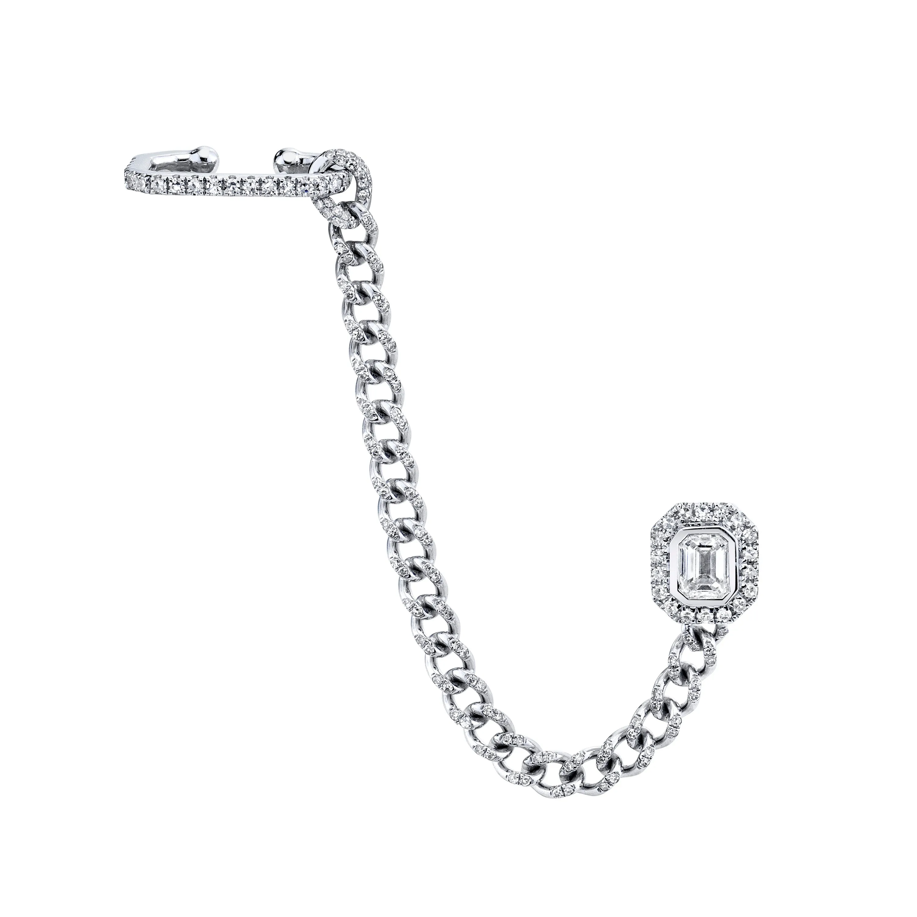 READY TO SHIP DIAMOND HALO LINK EARRING CUFF