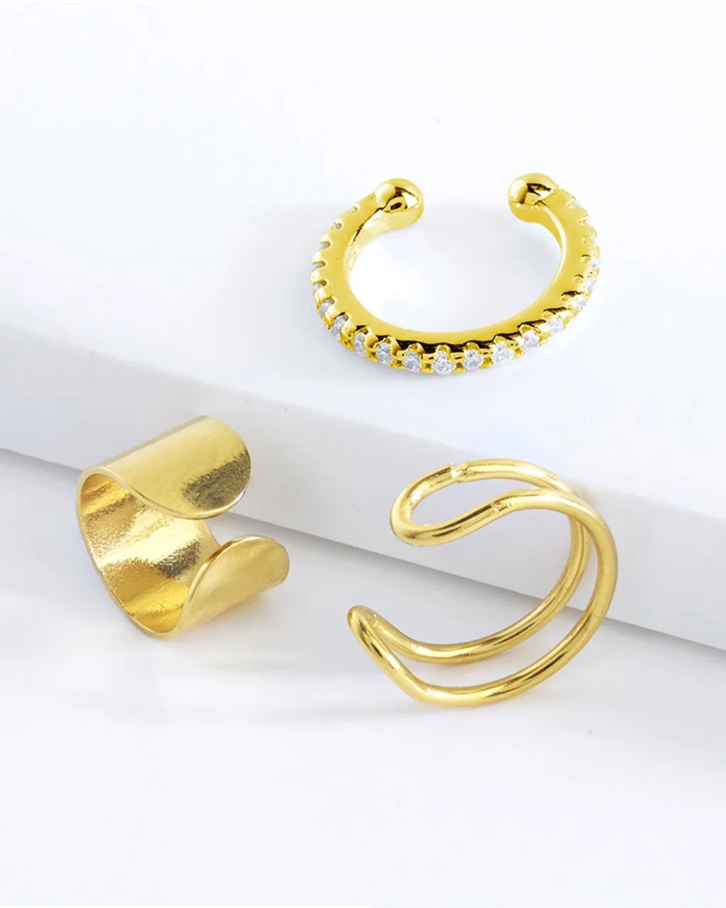 Sterling Silver Simple Ear Cuff Set of 3