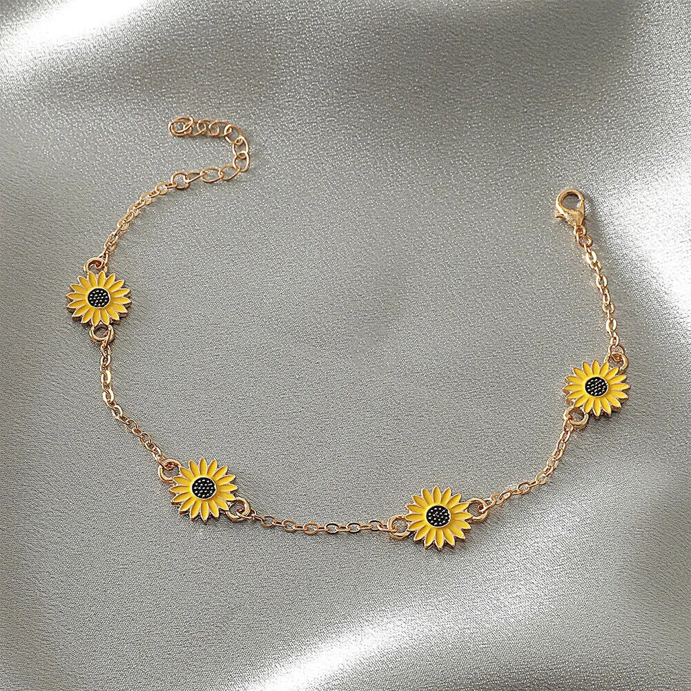 US Women Daisy Butterfly Infinite Rhinestone Crystal Anklet Ankle Bracelet Chain